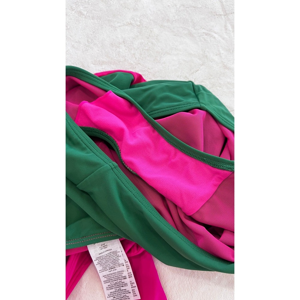 Boden Kefalonia Green Pink Colorblock Halter One Piece Swimsuit Size US 10L - Picture 5 of 5